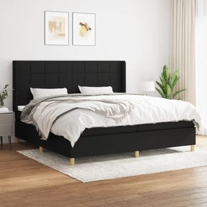 Pat box spring cu saltea vidaXL, negru, 200x200 cm, textil
