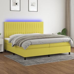 Pat cu arcuri vidaXL, saltea si LED, verde, 200x200 cm