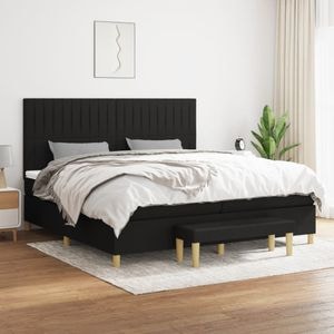 Pat box spring cu saltea vidaXL, 200x200 cm, textil, negru