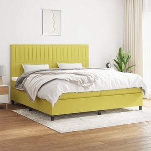 Pat box spring cu saltea vidaXL, 200x200 cm, textil, verde