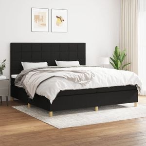 Pat box spring cu saltea vidaXL, 200x200 cm, textil, negru
