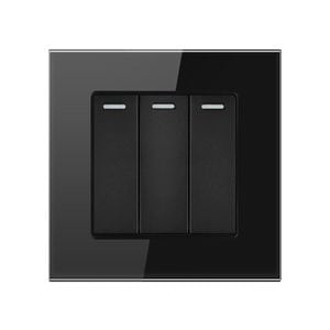 Intrerupator Triplu Cap Scara Cu Panou Din Sticla Securizata Techstar TGS 01, 220V, 16A, 86 X 86 Mm, Negru, cu 3 Faze