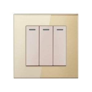 Intrerupator Triplu Cap Scara Cu Panou Din Sticla Securizata Techstar TGS 01, 220V, 16A, 86 X 86 Mm, Gri, cu 3 Faze