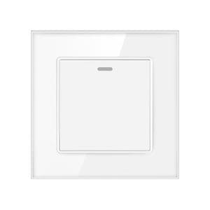 Intrerupator Cap Scara Cu Panou Din Sticla Securizata Techstar TGS 01, 220V, 16A, 86 X 86 Mm, Alb, cu 1 Modul