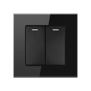 Intrerupator Dublu Cap Scara Cu Panou Din Sticla Securizata Techstar TGS 01, 220V, 16A, 86 X 86 Mm, Negru, cu 2 Module