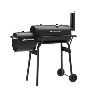 Gratar BBQ pentru carbuni PROCART, 2 compartimente, grill si afumatoare, raft, horn, roti transport, termometru