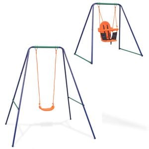Leagan copii vidaXL, transformabil, 2 in 1, pentru copii mici, pentru prescolari, 170 x 145 x 180 cm, portocaliu