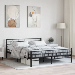 Cadru de pat vidaXL, negru, 160x200 cm, otel