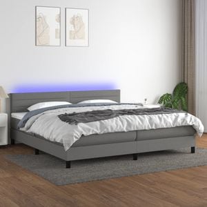 Pat cu arcuri vidaXL, saltea si LED, gri inchis, 200x200 cm