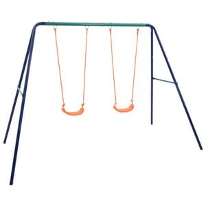 Set de leagan vidaXL, 2 locuri, cadru din otel, scaune din plastic
