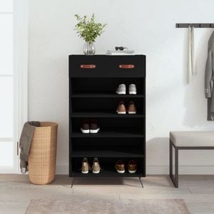 Pantofar vidaXL, 60x35x105 cm, lemn compozit, negru