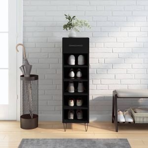 Pantofar vidaXL, 30x35x105 cm, lemn compozit, negru