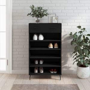 Pantofar vidaXL, 60x35x105 cm, lemn compozit, negru
