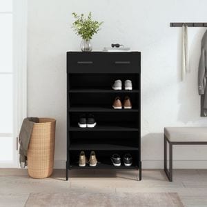 Pantofar vidaXL, 60x35x105 cm, lemn compozit, negru