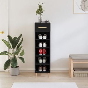 Pantofar vidaXL, 30x35x105 cm, lemn compozit, negru