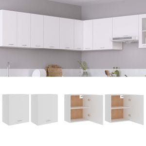 Dulapuri suspendate vidaXL, 50x31x60 cm, PAL, alb, 2 buc.