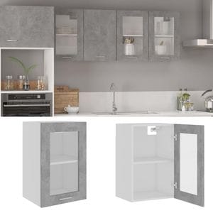 Dulap de sticla suspendat vidaXL, 40x31x60 cm, PAL, gri beton