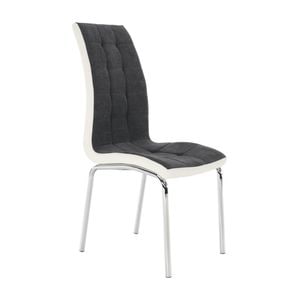 Scaun bucatarie / living DacEnergy, design modern, structura din metal cromat, sezutul si spatarul tapitat cu material textil, 42x103x58cm, gri inchis si alb