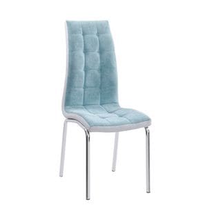 Scaun bucatarie / living DacEnergy, design modern, structura din metal cromat, sezutul si spatarul tapitat cu material textil, 42x103x58cm, mentol/gri