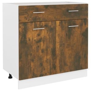 Dulap inferior de chiuveta vidaXL, 80x46x81.5 cm, lemn, stejar fumuriu