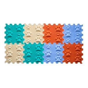 Covoras ortopedic, senzorial, set puzzle, 8 piese, model Lucky Paws, textura rigida, Multicolor