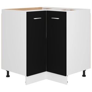 Dulap inferior de colt vidaXL, 75.5x75.5x81.5cm, lemn prelucrat, negru