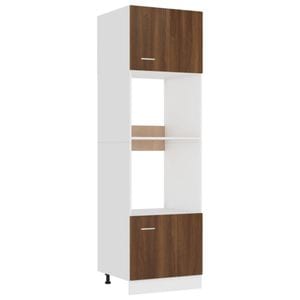 Dulap cuptor microunde, lemn prelucrat, 60x57x207 cm, stejar maro