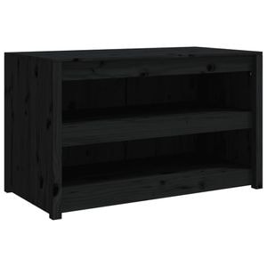 Dulap bucatarie de exterior, lemn masiv pin, 106x55x64 cm, negru