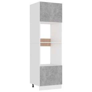 Dulap de cuptor cu microunde, PAL, 60 x 57 x 207 cm, gri beton