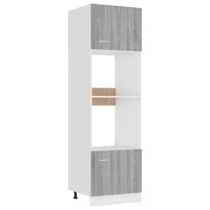Dulap cuptor microunde, lemn prelucrat, 60x57x207 cm, gri sonoma
