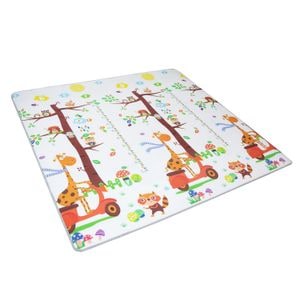 Covoras de joaca Daro, cu doua fete, termoizolant, cu girafa si elicopter, multicolor, 180x200x0.8 cm