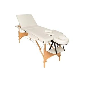 Masa pliabila de masaj Daro, cu reglaj pentru inaltime, din piele ecologica, 58x67x185cm, alb