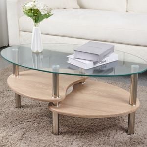 Masa de cafea cu blat de sticla KJCT156, 90 x 41 x 55 cm