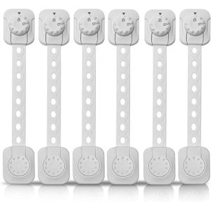 Set 6 sigurante usi pentru copii, ajustabile, sistem blocare dubla, adeziv 3M, alb