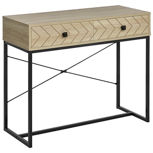 Consola pentru hol HomCom, cu 2 sertare, HomCom, 90x35x76cm, PAL, Negru-Lemn 