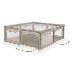 Tarc de joaca Lionelo Willow XL,180x200 cm, Pliere compacta, Geanta transport, Din plasa, 2 intrari laterale si fermoar, Ventuze, EN12227:2010, Bej