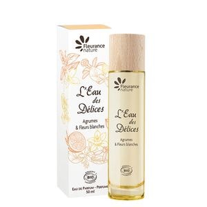 Apa de parfum bio L'Eau des Delices, citrice si flori albe, 50ml