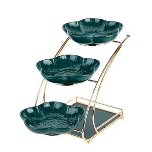 Tava fructe TRENDY'S, cu trei nivele, verde-auriu