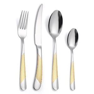 Set tacamuri din inox TRENDYS, pentru 6 persoane, luxury edition, 24 piese, crom-auriu