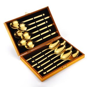 Set linguri din otel inoxidabil TRENDYS, 12 piese, auriu