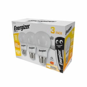 Set 3 Becuri LED Energizer, 8.8W, E27, 806 lumeni, 3000K, lumina calda