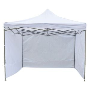 Cort de gradina quick tent PROCART, 3 pereti laterali, 3x3x3 m, inaltime reglabila, montare usoara, cadru otel, alb