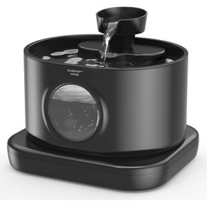 Dispenser wireless apa tip fantana pentru pisici si caini Elindor Home, cu purificare si filtrare prin carbune activ, silentios, 2.8 l, 2 moduri de flux, negru