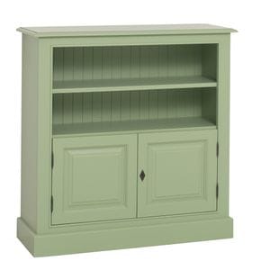 Biblioteca medie cu 2 usi, 1 polita, culoare verde deschis P054, vopsit, 100% lemn nmasiv, 102x102x35cm