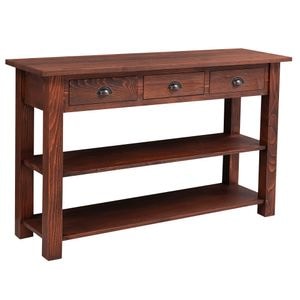 Consola cu 2 rafturi si 3 sertare SZEL MOB, 100% lemn masiv, 145 x 89 x 45 cm, cires P083, periat adanc