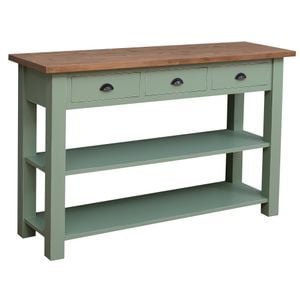 Consola cu 2 rafturi si 3 sertare SZEL MOB, lemn, 145 x 89 x 45 cm, maro deschis/verde deschis