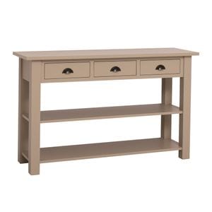 Consola cu 2 rafturi si 3 sertare SZEL MOB, 100% lemn masiv, 145 x 89 x 45 cm, gri, vopsit antichizat