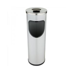 Cos de gunoi cu scrumiera DacEnergy, realizat din inox, 25 litri, 66x21,5 cm, argintiu
