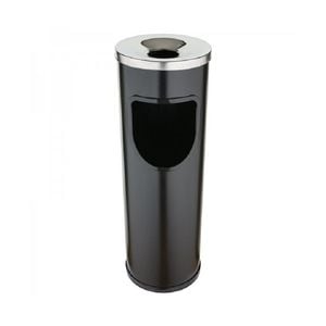 Cos de gunoi cu scrumiera DacEnergy, realizat din inox, 25 litri, 66x21,5 cm, negru