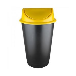 Cos de gunoi DacEnergy, realizat din plastic, cu capac batant, capacitatea 60 l, galben